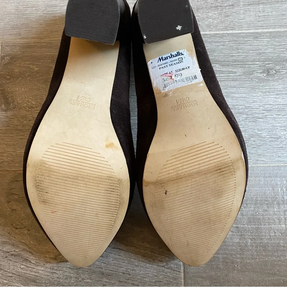 MICHAEL Michael Kors brown suede pumps with stacked heel